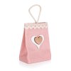 taška dárková 7x12x4cm SRDCE, bavlna RŮŽ sv.