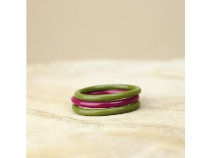 Prstýnek Triple -zelená/vínová/zelená