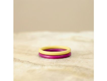 Prstýnek Double - žlutá/purpurová