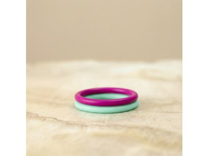 Prstýnek Double - mint/purpurová