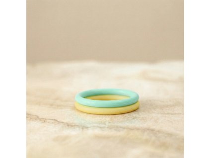 Prstýnek Double - mint/žlutá