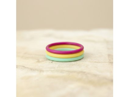 Prstýnek Triple - mint/žlutá/purpurová
