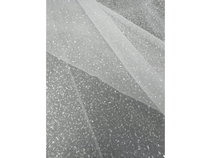 Tyl závojový třpytivý bílý