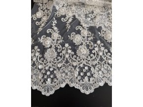 Svatební krajka Margarita - 3D květy, ivory