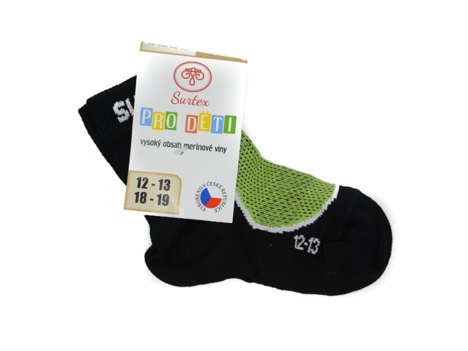 Detské športové ponožky s merinom zelené