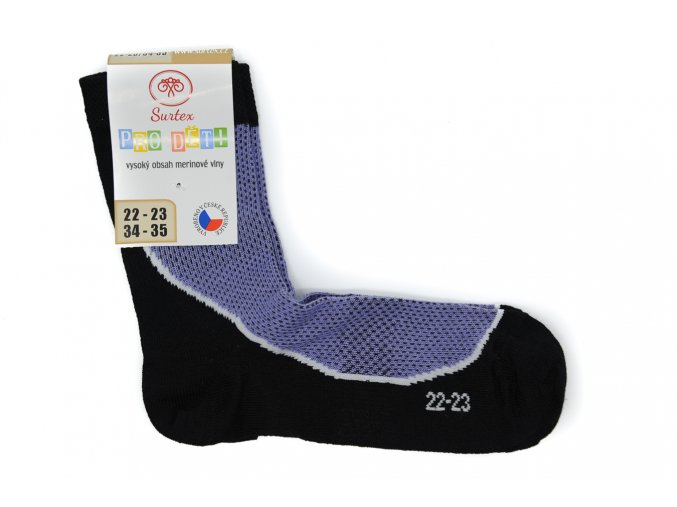 Detské športové ponožky s merinom fialové