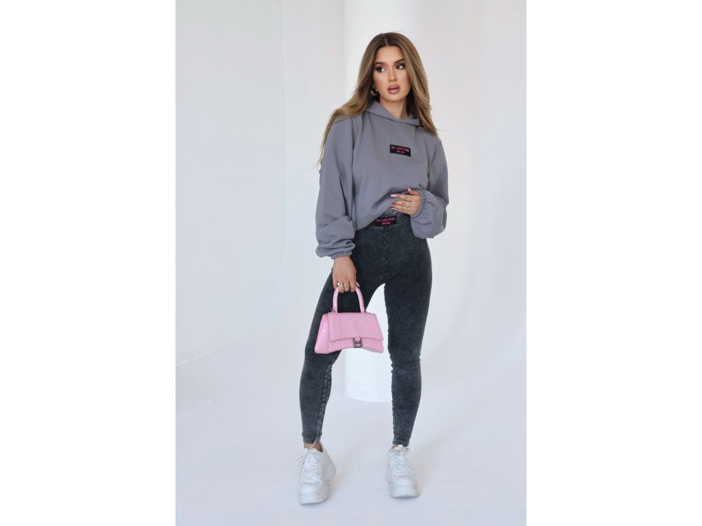 Dámske legíny BG SHAPE tmavošedé – rebrované, stonewashed | BGEshop.sk