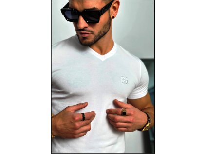Pánske tričko BG V-NECK | BIELA