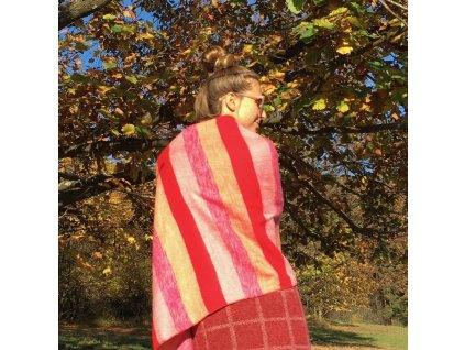 Yak Wool Šála Pásková Červená