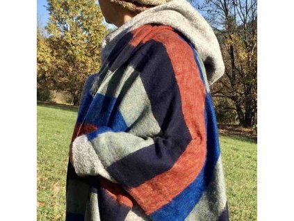 Yak Wool Šála Pásková Tmavá