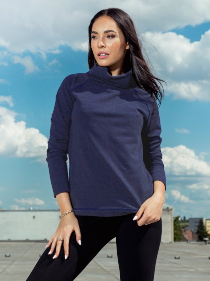Stylová dámská mikina MARION dark blue melange od BHiStyle 2