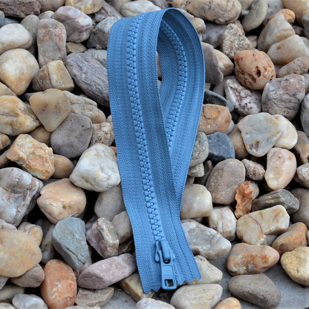 nedělitelný kostěný zip YKK - 30 cm, modrošedý