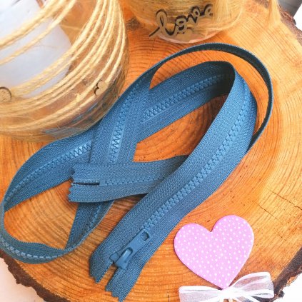 nedělitelný kostěný zip YKK - 70 cm, modrošedý