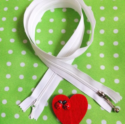 nedělitelný spirálový zip YKK, vel. 3 (2 jezdci) - 75 cm, bílý