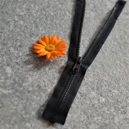 dělitelný kostěný zip YKK - 30 cm, černá, FLAT design