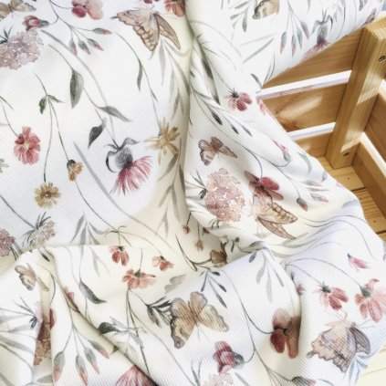 žebrovaný úplet "letní louka" od Family Fabrics