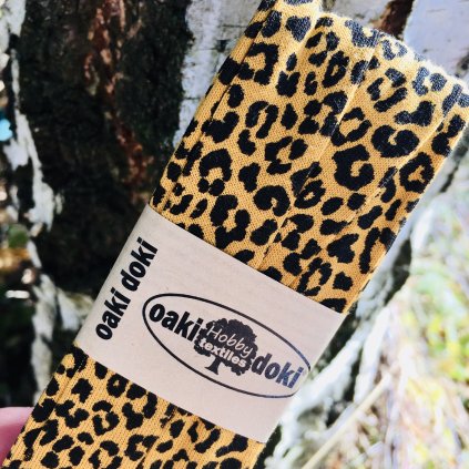 3 m šikmý proužek viskózový úplet leopard na okorové 20 mm