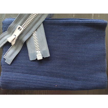 náplet žebro 16 x 90 cm temně modrý