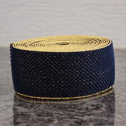 0,5 m guma do pasu stromečkový vzor modrá - zlatá 60 mm