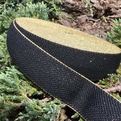 0,5 m guma do pasu stromečkový vzor černá - zlatá 60 mm
