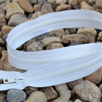 Dělitelný kostěný zip YKK - 66 cm, bílý