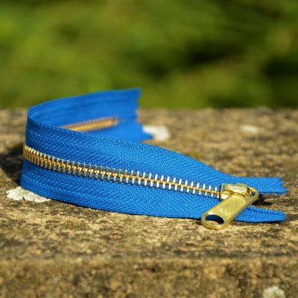 nedělitelný kovový zip YKK - 20 cm, tmavě modrý