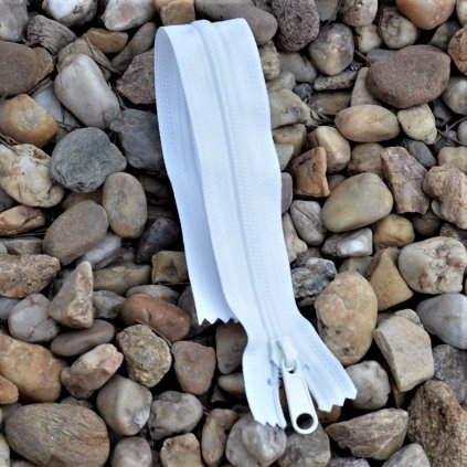 nedělitelný spirálový zip YKK bez aretace - 30 cm, bílý