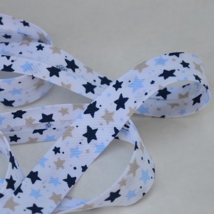 0,5 m šikmý proužek hvězdičky modré 18 mm (bavlna/polyester)