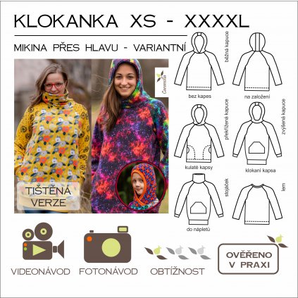 mikina klokanka variantní XS - XXXXL - tištěný střih Caramilla