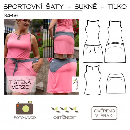 sportovní šaty + sukně + tílko - tištěný střih Caramilla