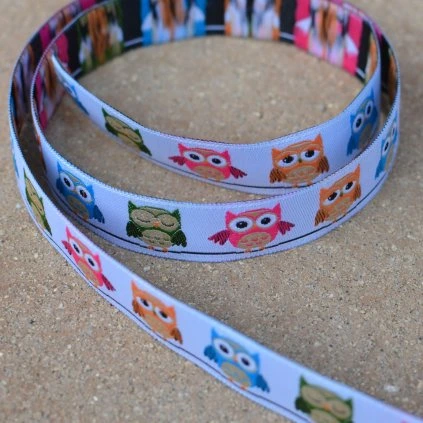 0,5 m stuha - barevné sovičky 15 mm