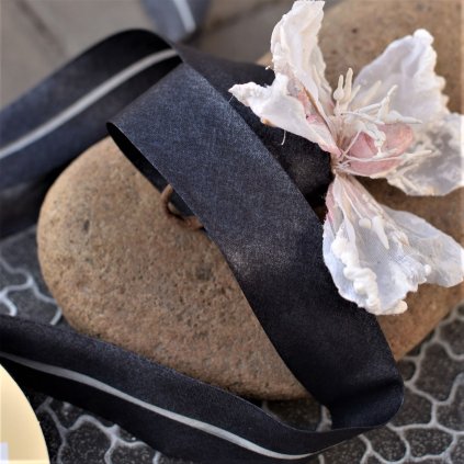 0,5 m bavlněný šikmý proužek třpytivě černý 30 mm