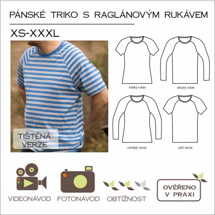 pánské triko s raglánovým rukávem - tištěný střih Caramilla