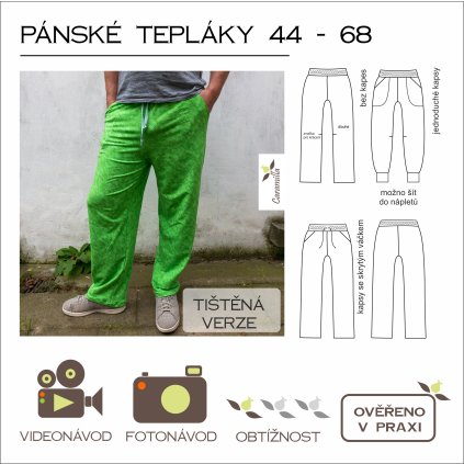 pánské tepláky vel. 44 -68 - tištěný střih Caramilla