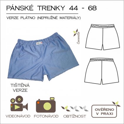 pánské trenky verze plátno vel. 44 -68 - tištěný střih Caramilla