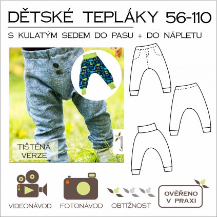 dětské tepláky s kulatým sedem SET vel. 56 - 110 - tištěný střih Caramilla