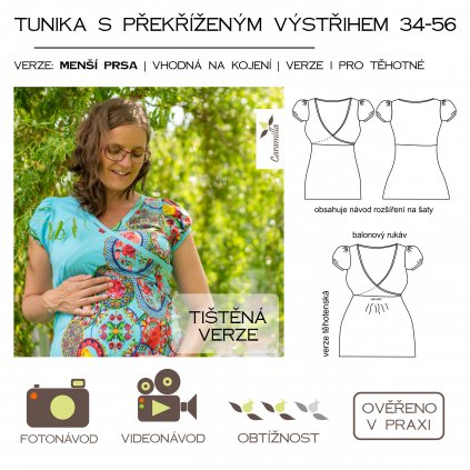 tunika s překříženým výstřihem (menší prsa) - tištěný střih Caramilla