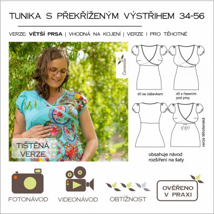 tunika s překříženým výstřihem (větší prsa) - tištěný střih Caramilla