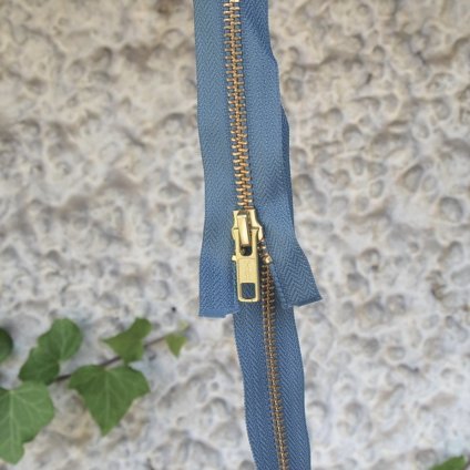 dělitelný kovový zip YKK - 40 cm, modrošedý