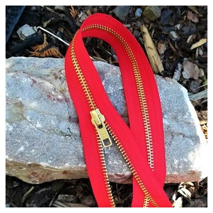dělitelný kovový zip YKK - 90 cm, červený