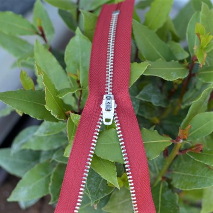 kalhotový kovový zip YKK - 16 cm, červený