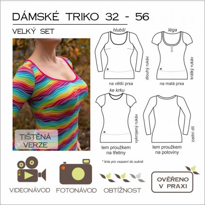 dámské triko VELKÝ SET - tištěný střih Caramilla