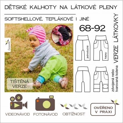 dětské kalhoty na látkové pleny vel. 68 - 92 - tištěný střih Caramilla
