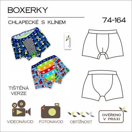 chlapecké trenky boxerky s klínem  vel. 74 - 164 - tištěný střih Caramilla