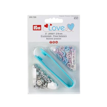 druky jersey kroužek 8 mm pastel Prym Love, 21 ks