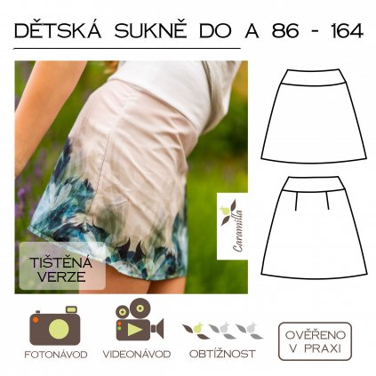 dětská sukně do A 86 -164 - tištěný střih Caramilla