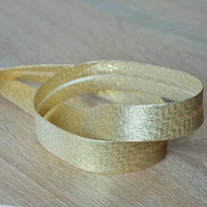 0,5 m šikmý proužek metalický zlatý 18 mm (polyester/lamé)