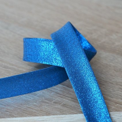 0,5 m šikmý proužek metalický modrý 18 mm (polyester/lamé)