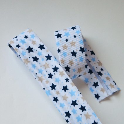 0,5 m šikmý proužek hvězdičky modré 30 mm (bavlna/polyester)