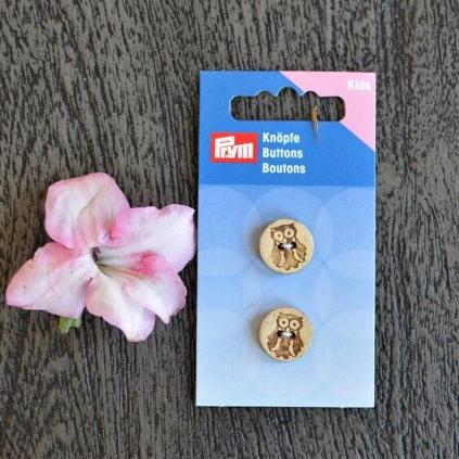 Prym knoflíky kulaté se sovičkou 15 mm